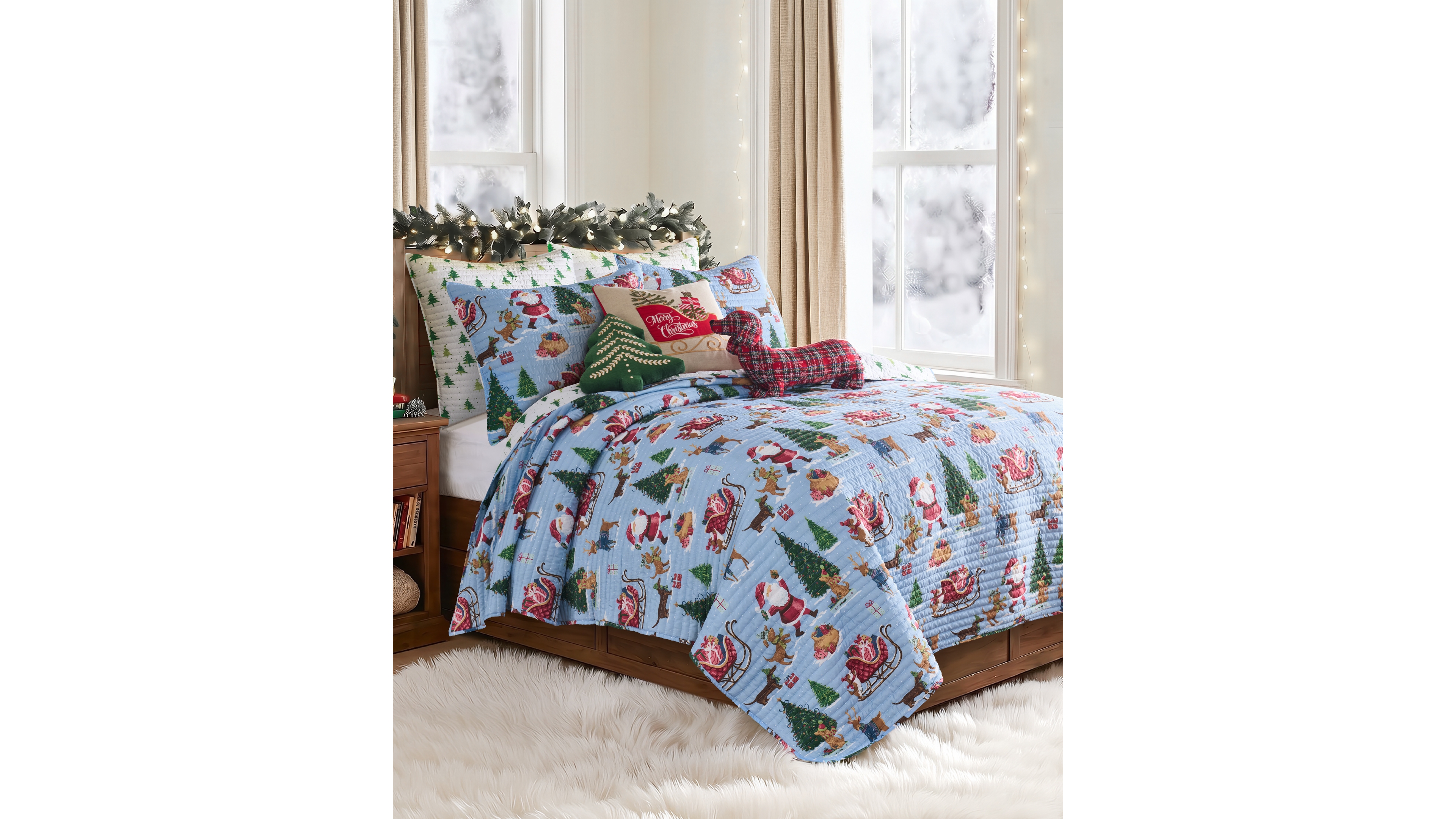 Levtex Home Santa's Gift Reversible 3-Piece Quilt Set, Full/Queen