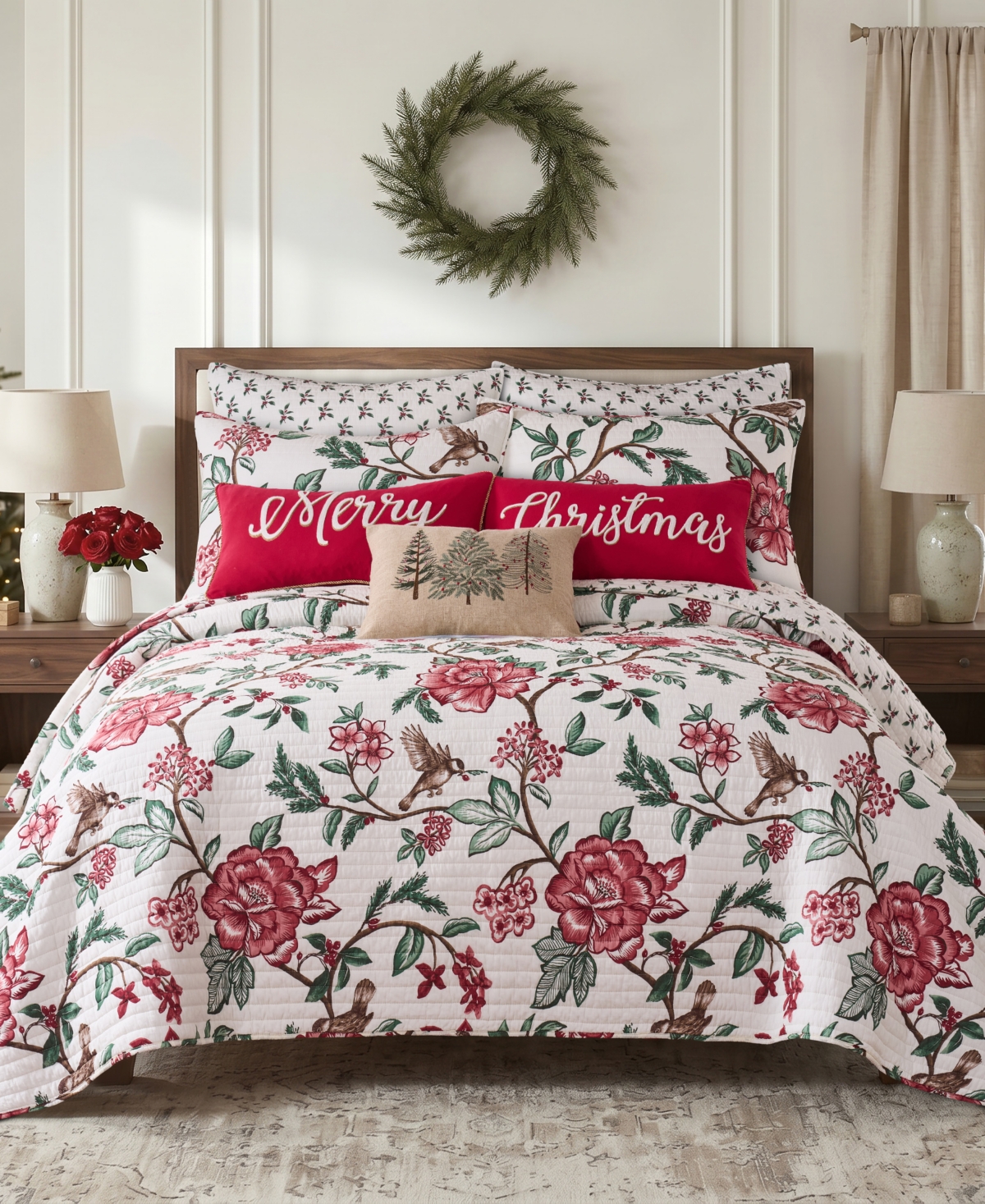 Levtex Home Berry Bloom Reversible 3-Piece Quilt Set, Full/Queen