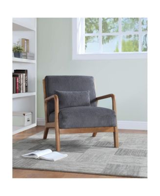 Corduroy Upholstered Wooden Armchair