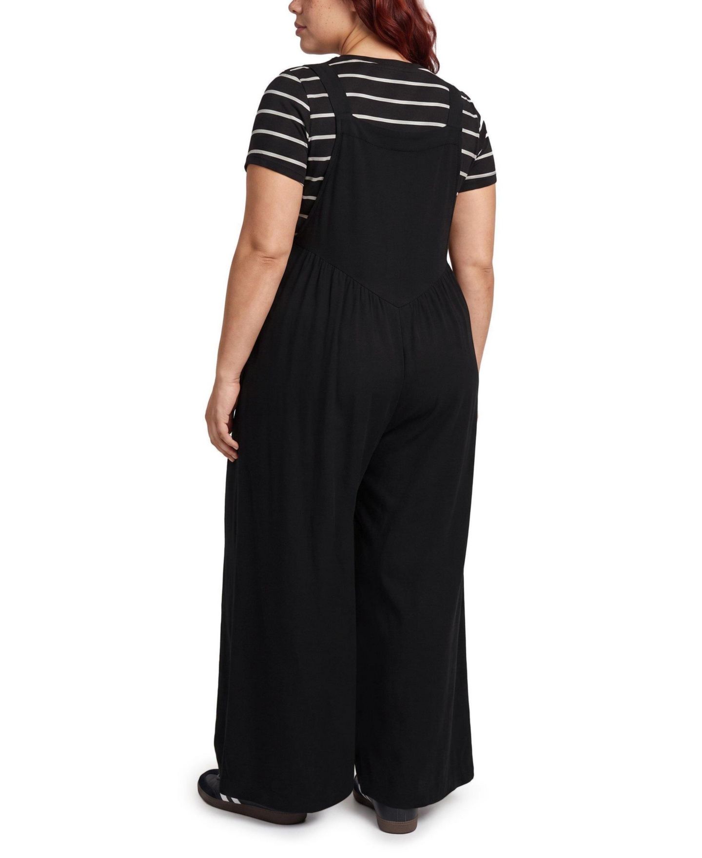 Женский комбинезон Torrid из марли с широкими брюками, большие размеры, цвет: Глубокий чёрный — фото 3