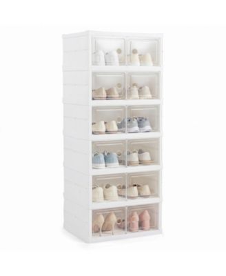 6-Tier Portable Shoe Organizer with Clear Doors for 12 Pairs