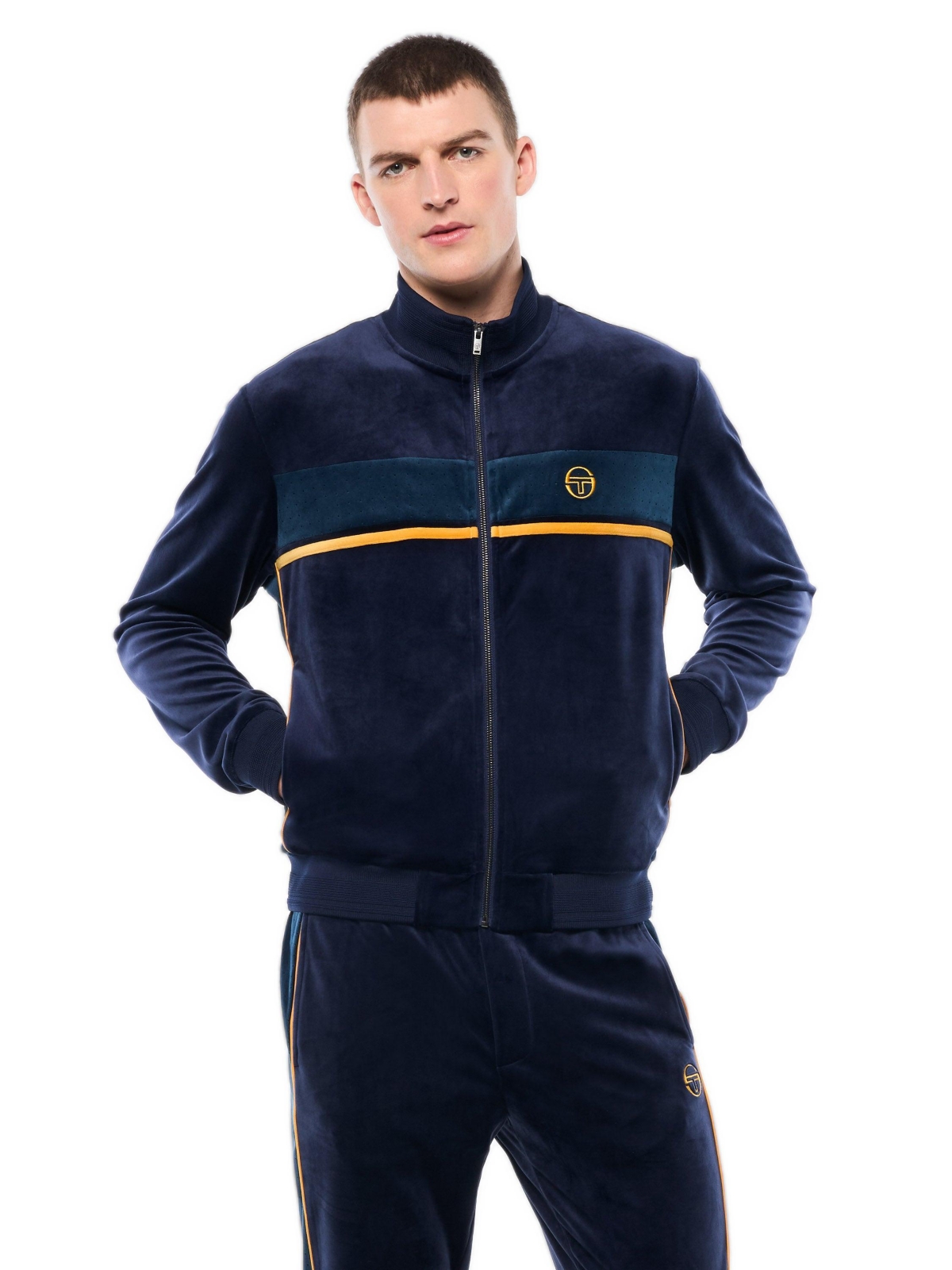 Sergio Tacchini Men's Forato Velour Track Jacket