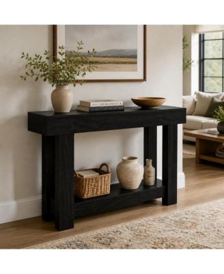 63" Farmhouse Console Table, Engineered Wood, 2-Tier Narrow Sofa Table with Storage Shelf for Entryway Hallway Living Room