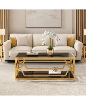 Modern Glass Coffee Table, Luxury Rectangle Center Table