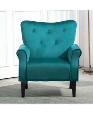 Mid-Century Modern Wingback Accent Chair with Wood Legs