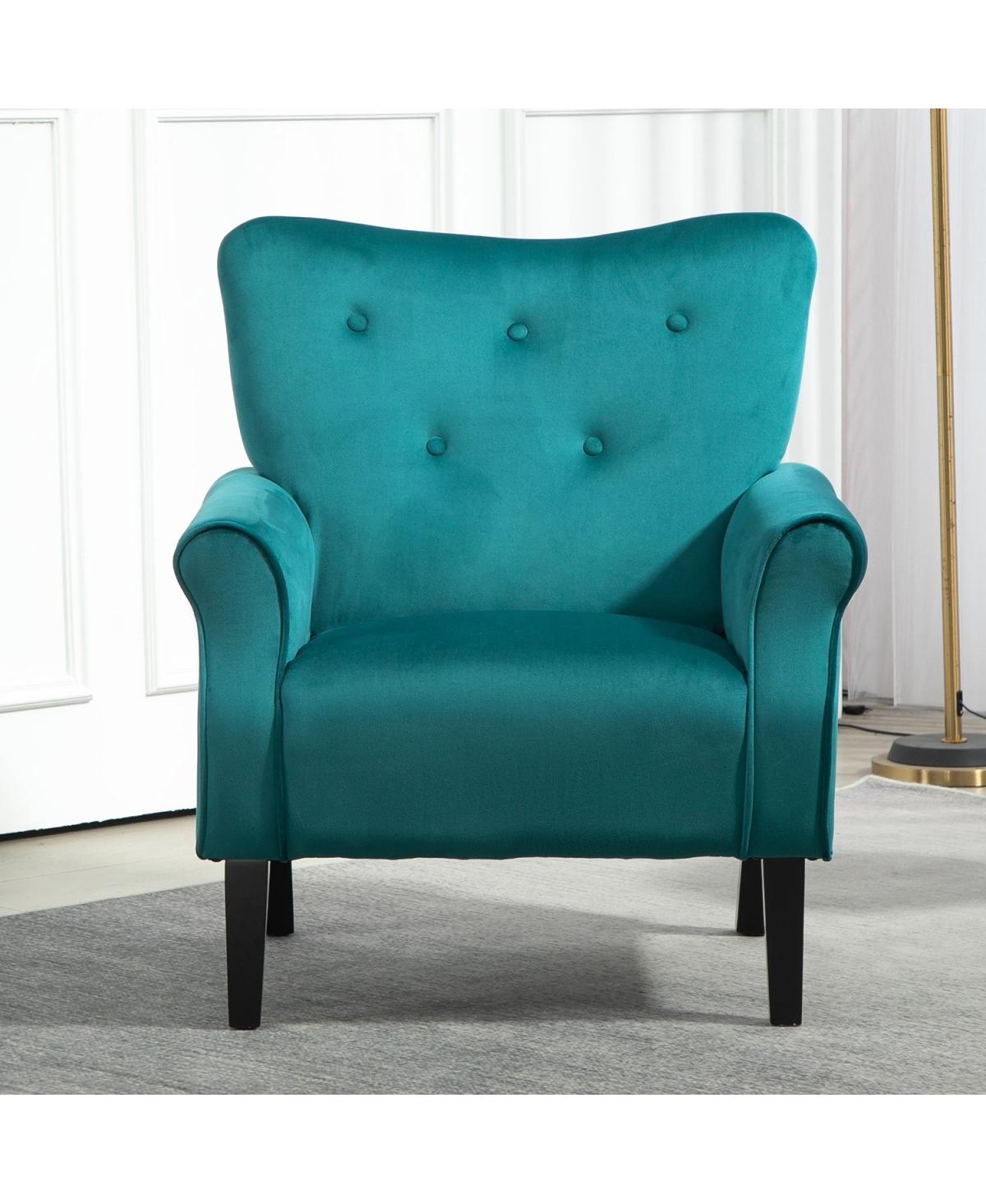 Streamdale Furniture Mid-Century Modern Wingback Accent Chair with Wood Legs - Teal