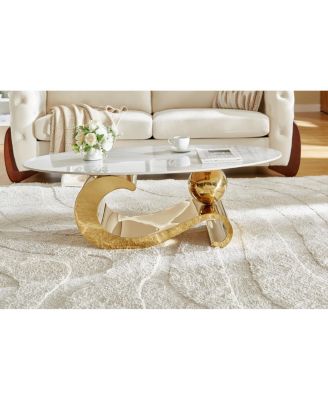 Metal and Faux Marble Coffee Table