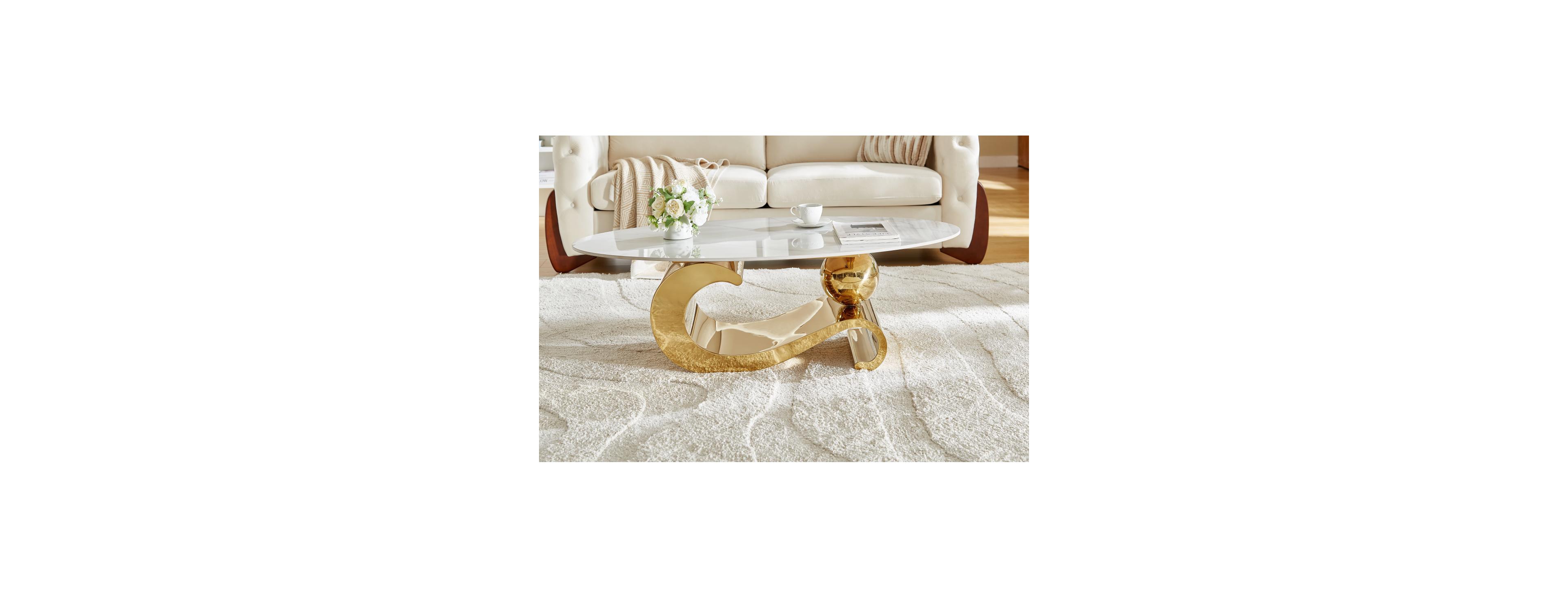 Streamdale Furniture Metal and Faux Marble Coffee Table