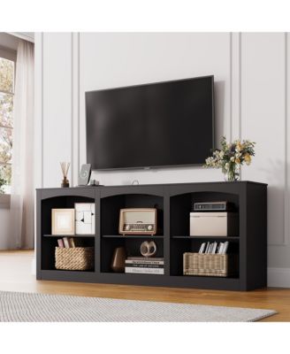 TV Cabinet with Power Outlet, Modern Compact TV Stand, Sturdy Multifunctional Media Console