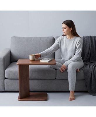 Solid Wood Two-Tier Square Side Table with Storage Shelf