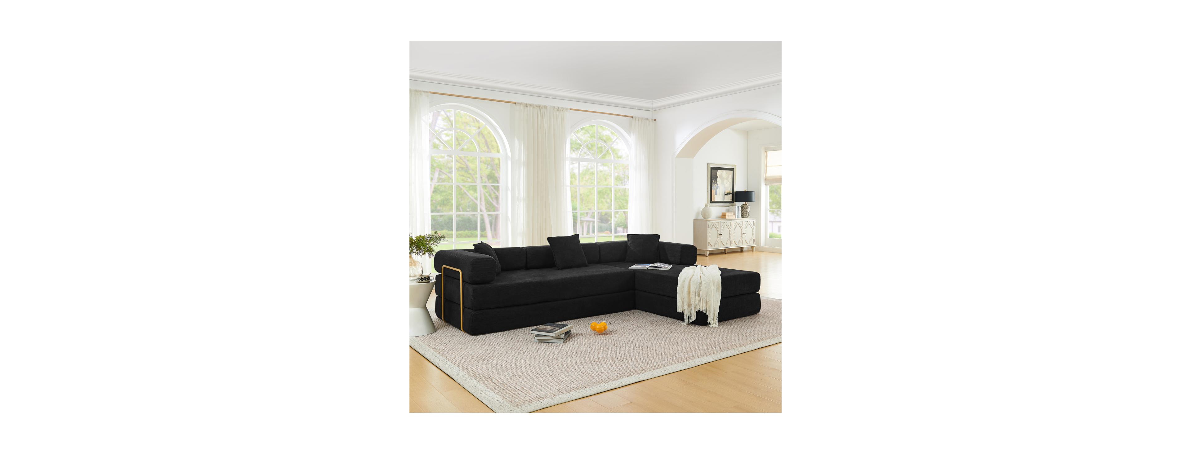 Streamdale Furniture 108" Modular L Shape Cloud Sofa with Deep Seats and Chaise