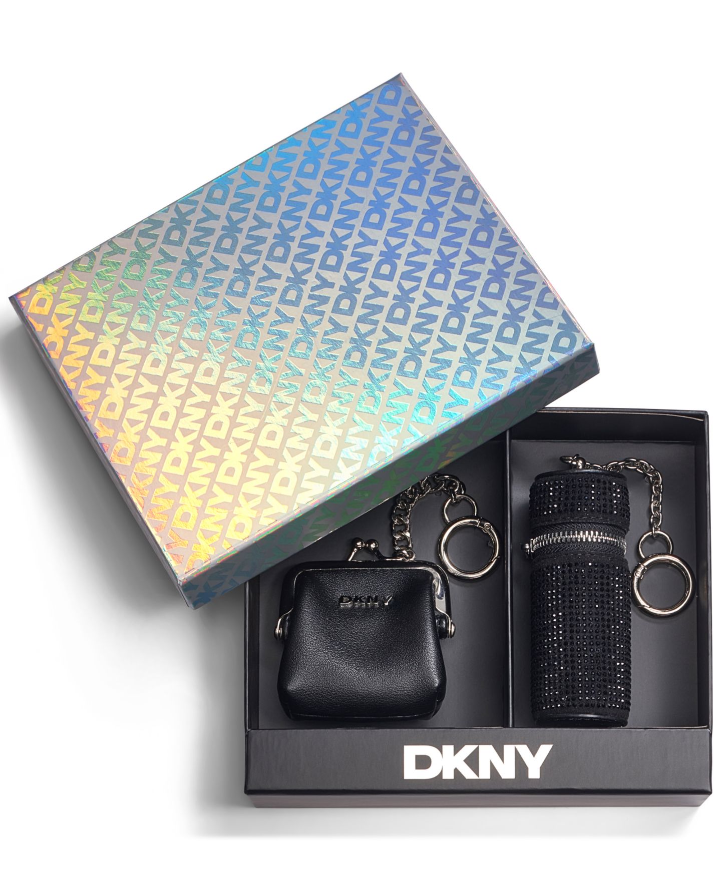 Женский брелок DKNY Bag & Lipstick Rhinestone Embellished Bag Charm, цвет: Чёрный / Серебряный — фото 5