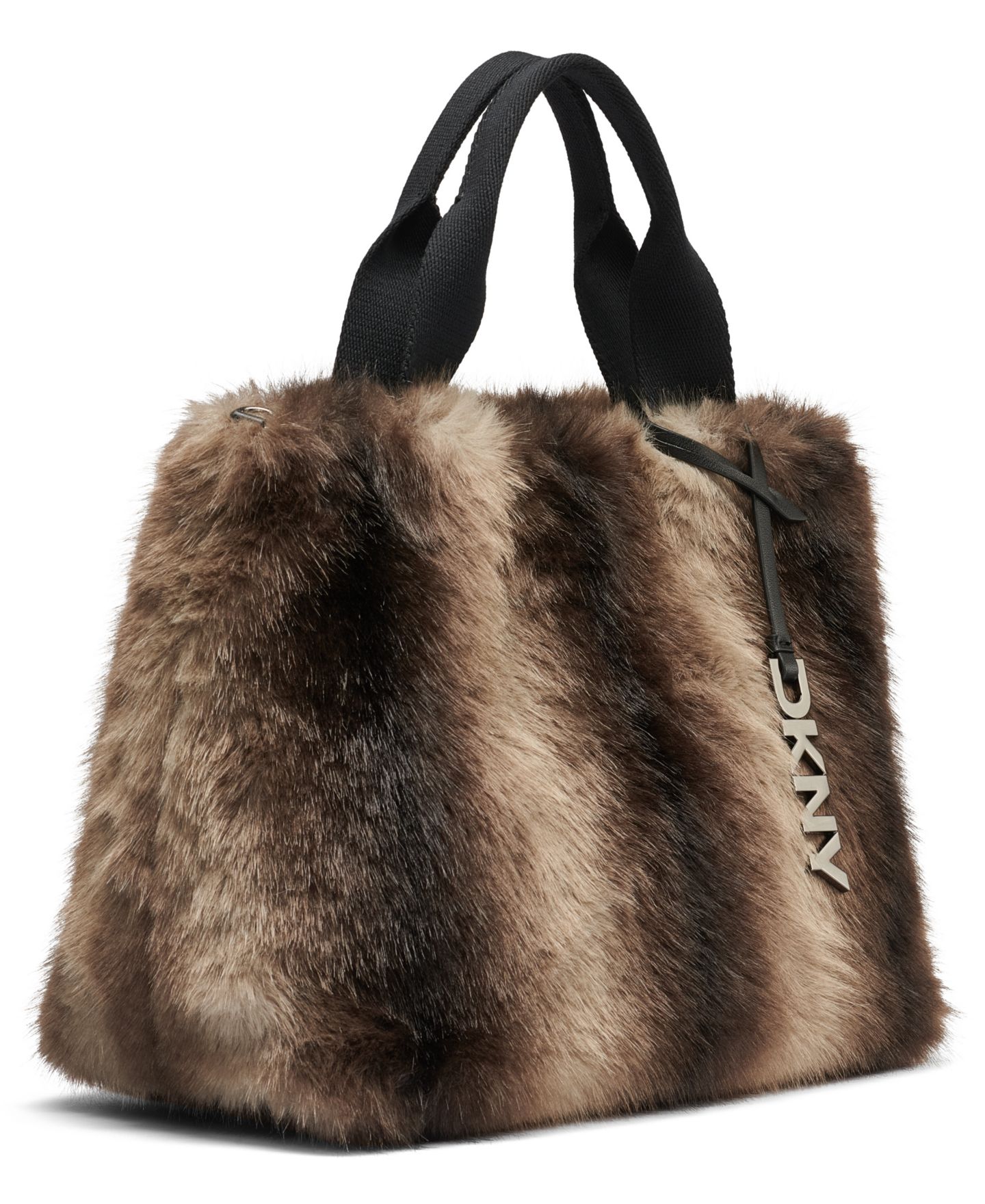 Женская сумка DKNY Roni Striped Medium Satchel Handbag, цвет: Коричневый разноцветный — фото 3