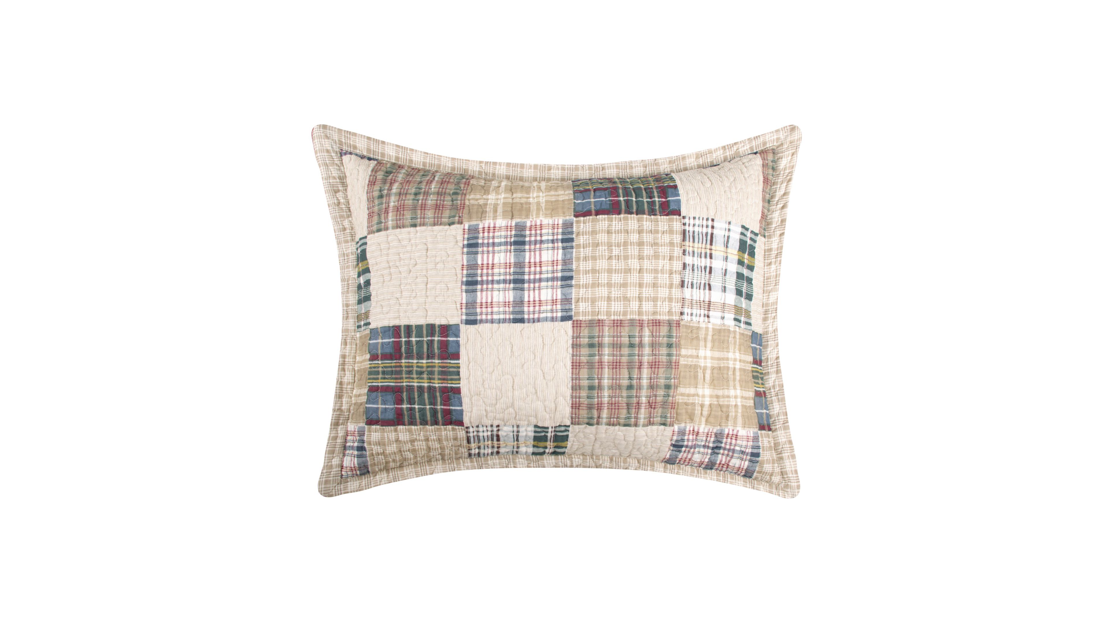 Greenland Home Fashions Oxford Multi Plaid Quilted Cotton Pillow Shams