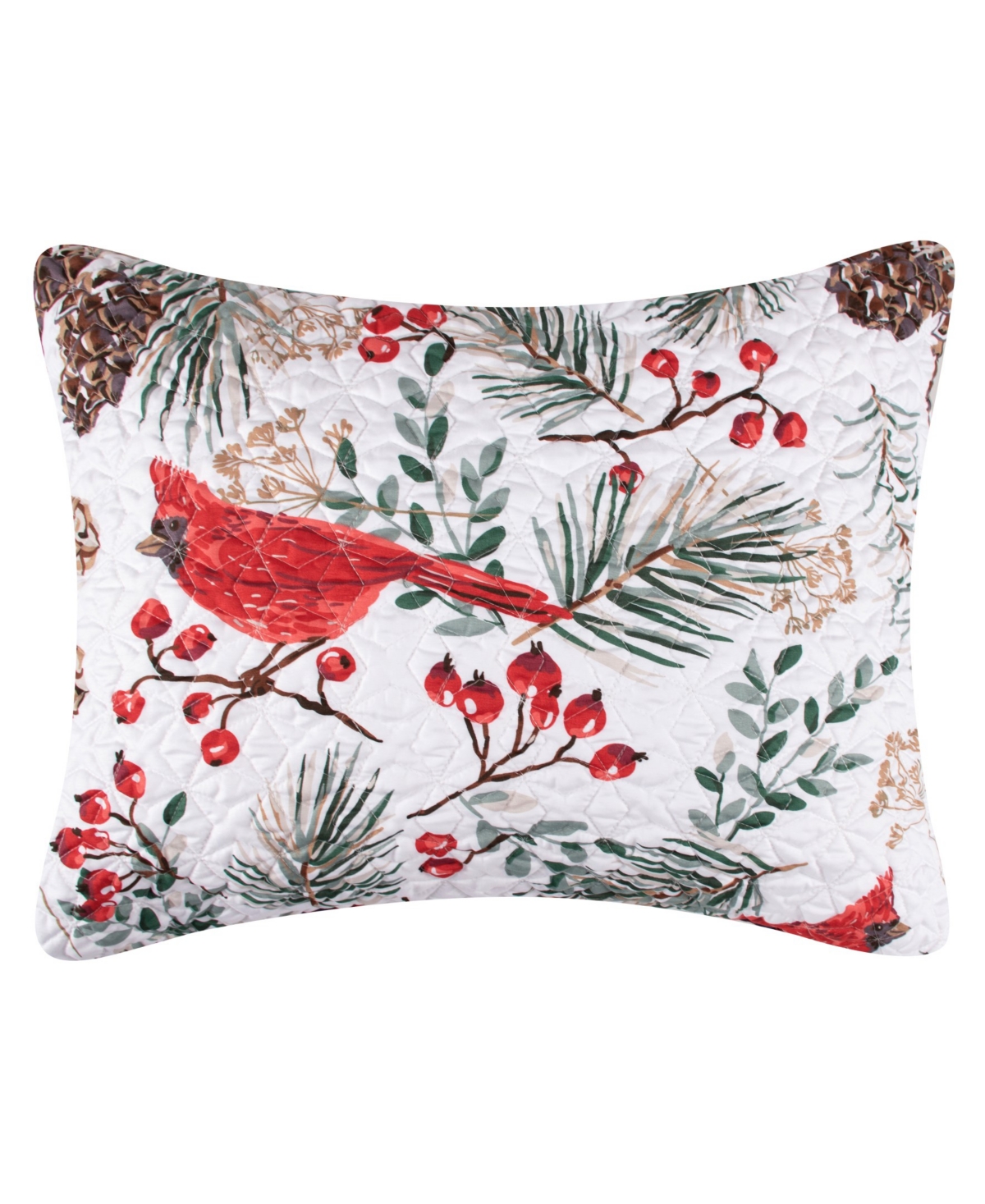Greenland Home Fashions Cardinal Plaid Holiday Quilted Pillow Sham, King