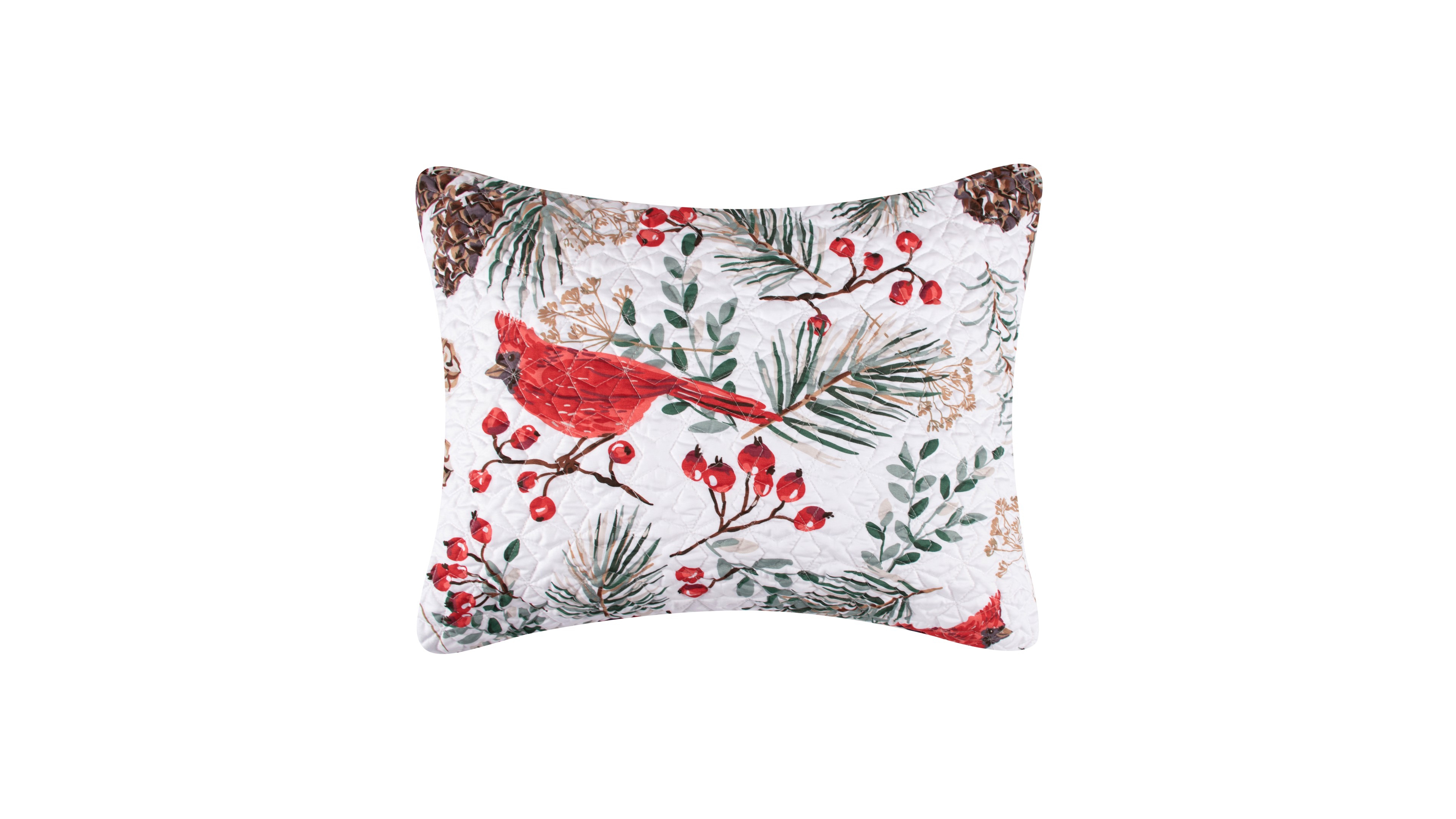 Greenland Home Fashions Cardinal Plaid Holiday Quilted Pillow Sham, King