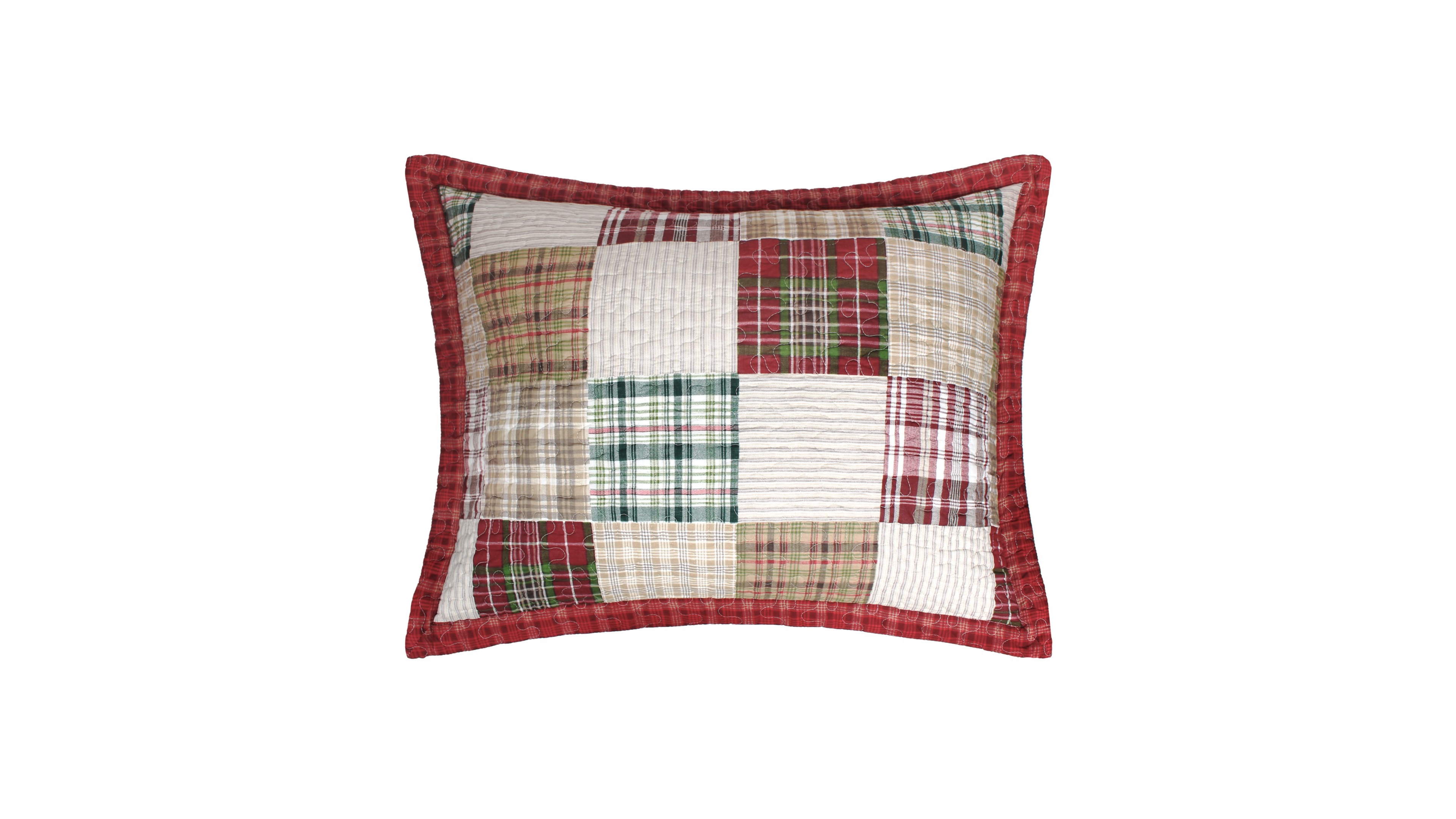 Greenland Home Fashions Oxford Multi-Plaid Quilted Cotton Pillow Sham, King