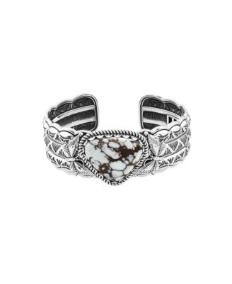 Hinged Butterfly Wild Horse Magnesite Cuff Bracelet in Sterling Silver