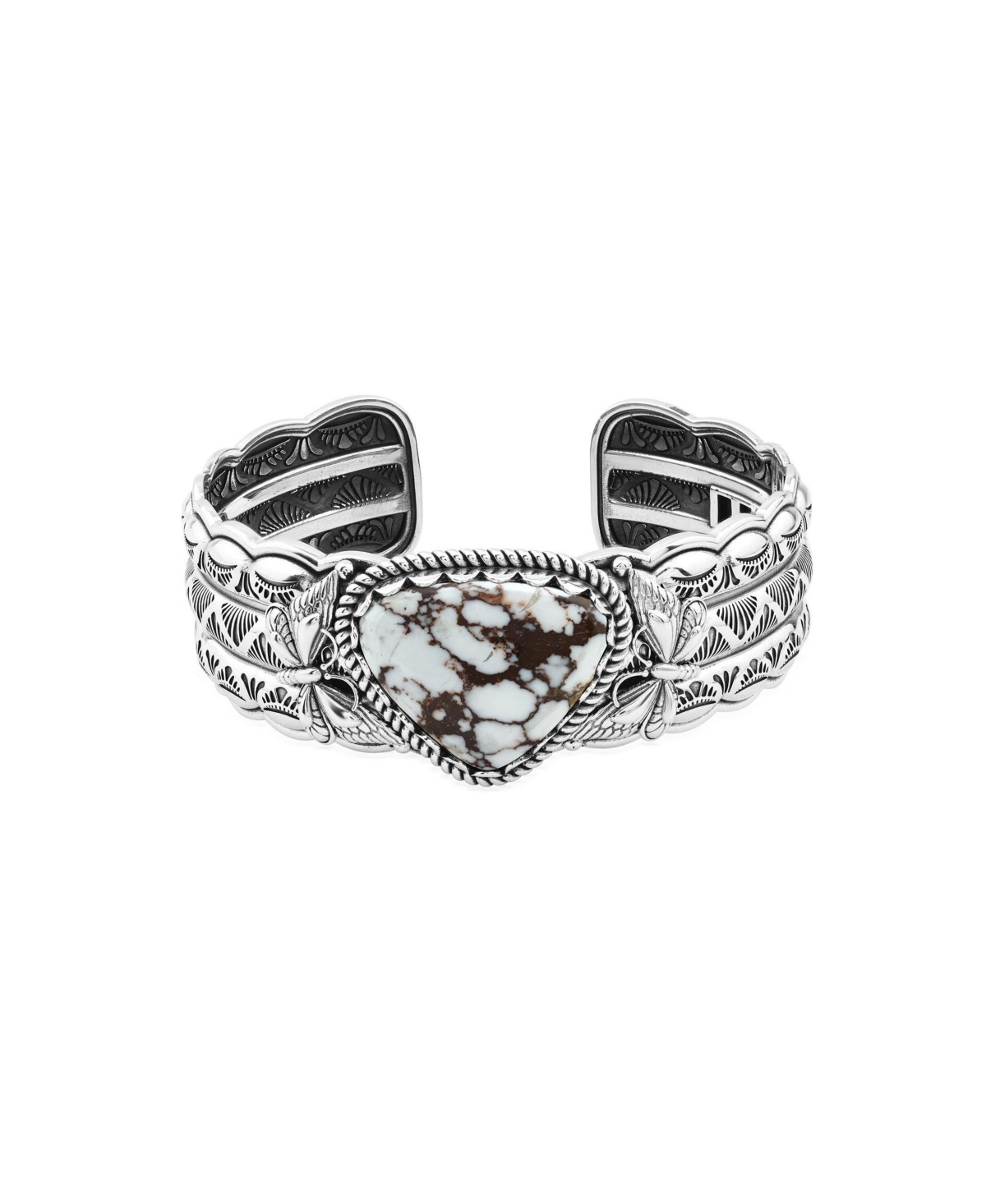 American West Jewelry Hinged Butterfly Wild Horse Magnesite Cuff Bracelet in Sterling Silver - Wild horse magnesite