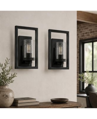 Industrial Vintage 2 Light Wall Sconces with Clear Glass Shade Set of 2