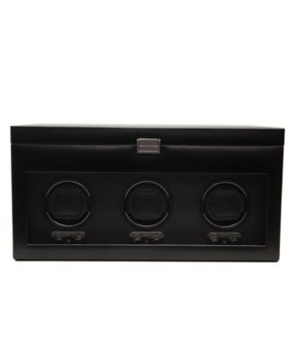 Heritage Belgrave Triple Watch Winder with Storage, Faux Leather, 52 mm