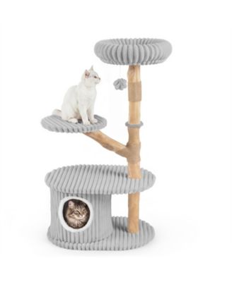41-Inch Multi-Level Cat Tree with Wood Branches and Scratching Posts