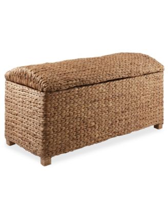 36" Storage Trunk with Curved Lid, Safety Hinge - Cinnamon, Water Hyacinth Wicker Storage Chest Basket for Bedroom, Entry Way, Living Room