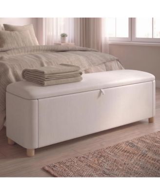 59" Upholstered Velvet Storage Ottoman Bench