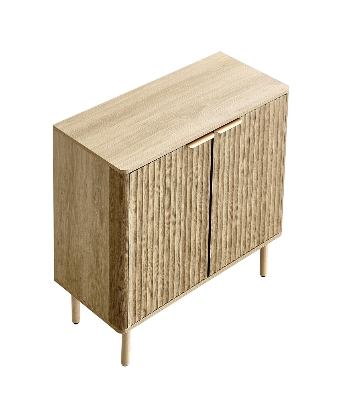 Gouun 31.5 Inch Fluted Coffee Bar Cabinet with Two Barn Doors and Adjustable Shelving
