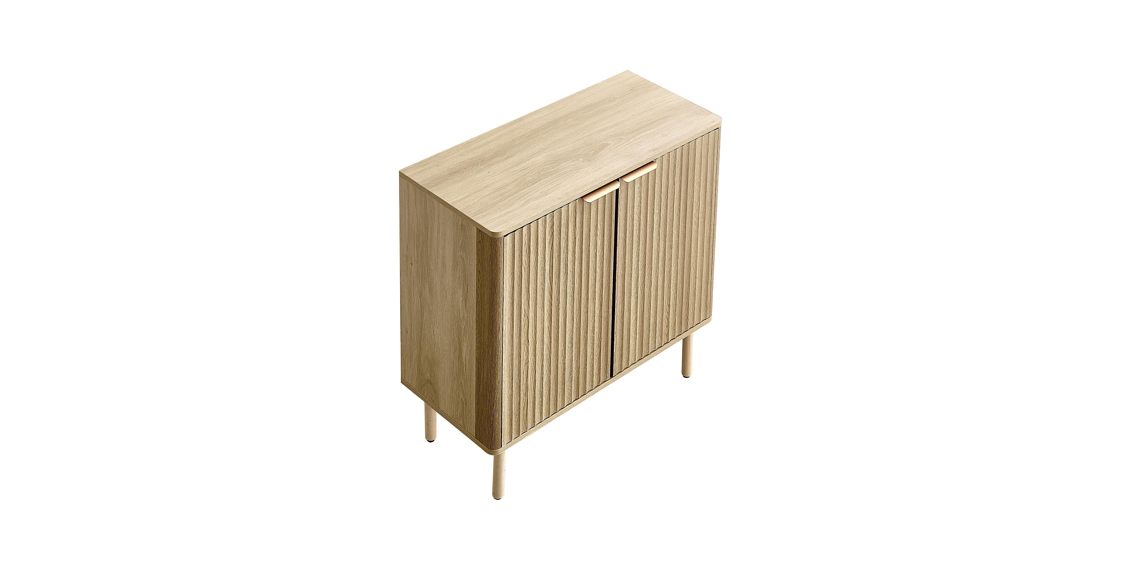 Gouun 31.5 Inch Fluted Coffee Bar Cabinet with Two Barn Doors and Adjustable Shelving