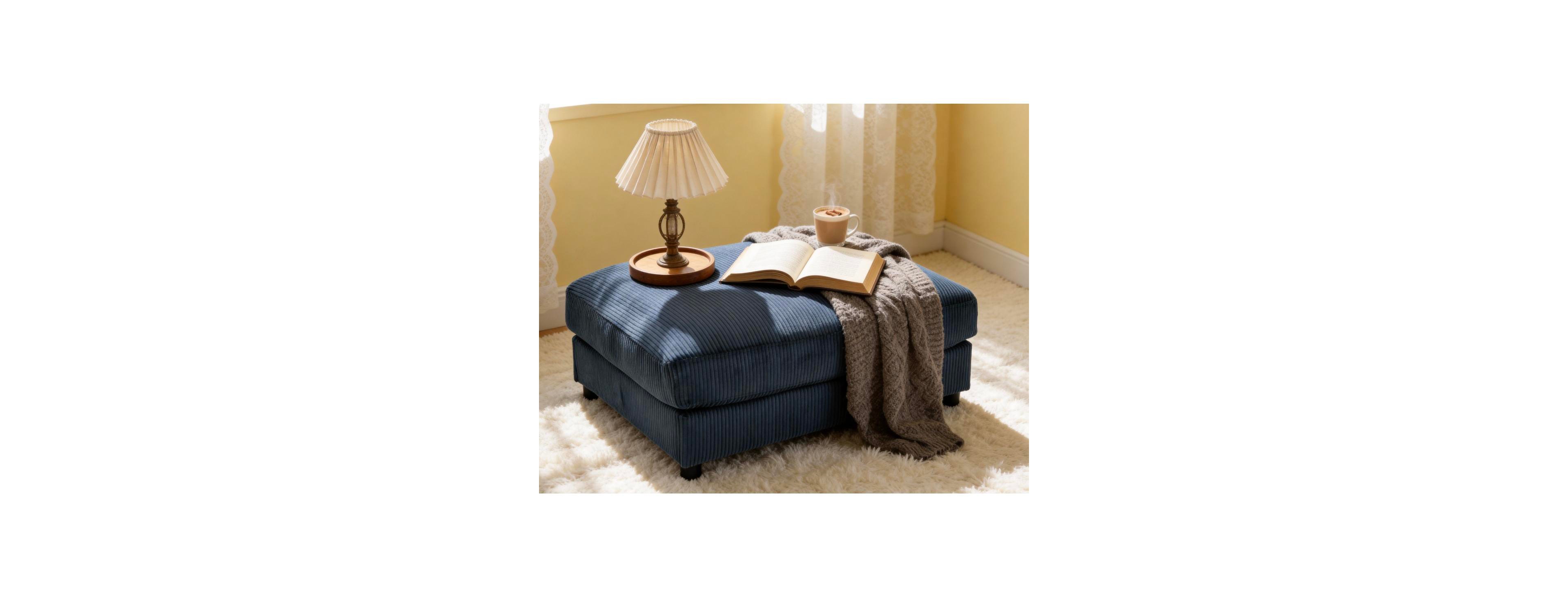 Streamdale Furniture Corduroy Upholstered Rectangle Ottoman