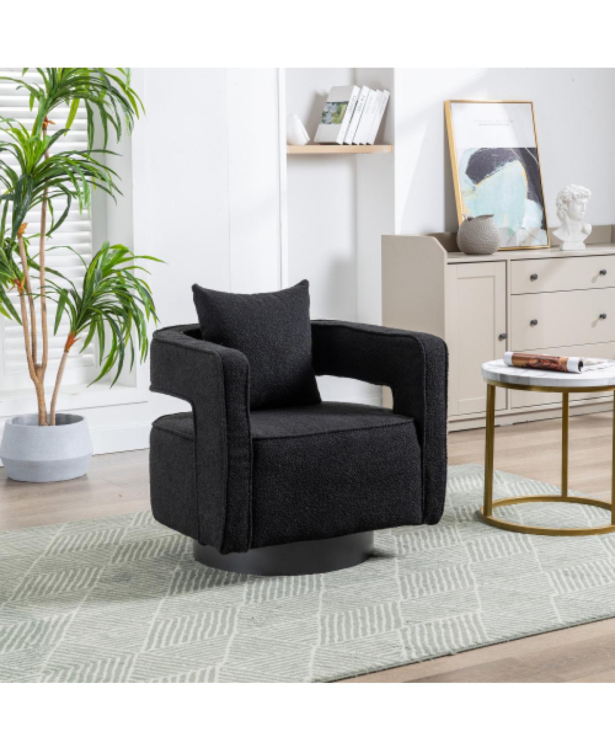 Streamdale Furniture Modern Swivel Accent Open Back Boucle Chair with Base