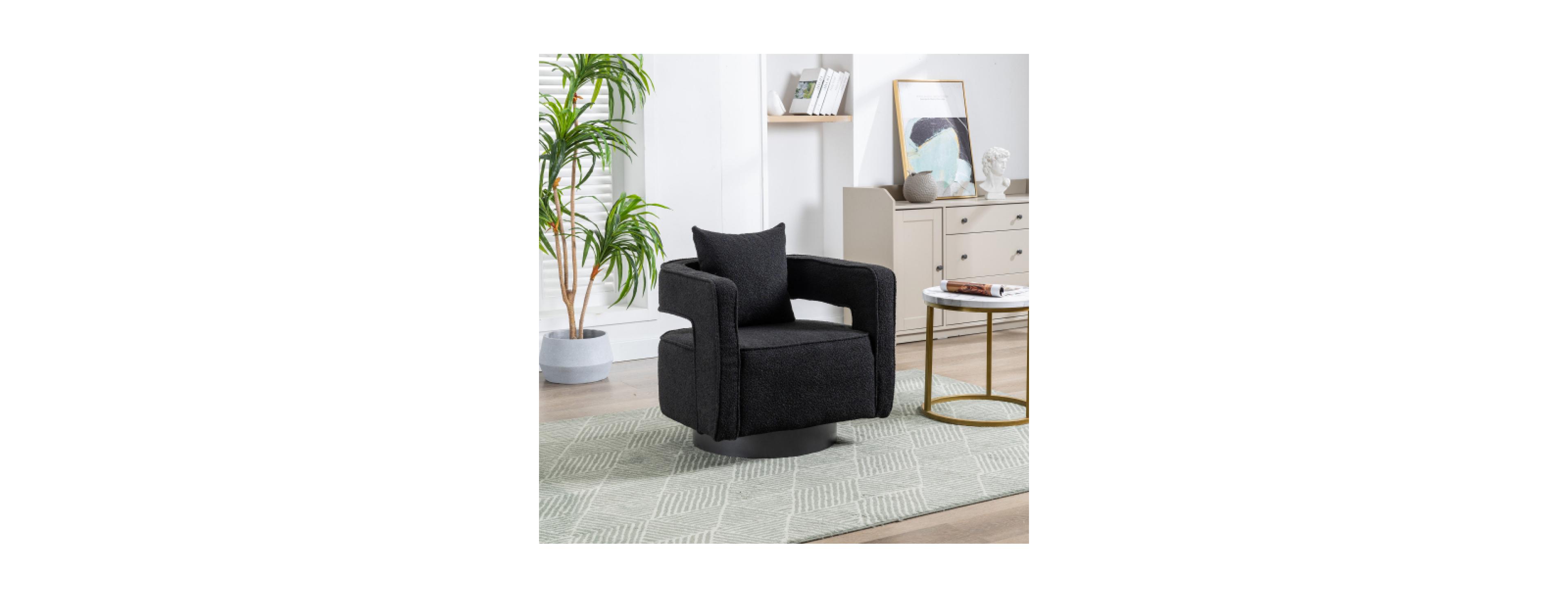 Streamdale Furniture Modern Swivel Accent Open Back Boucle Chair with Base