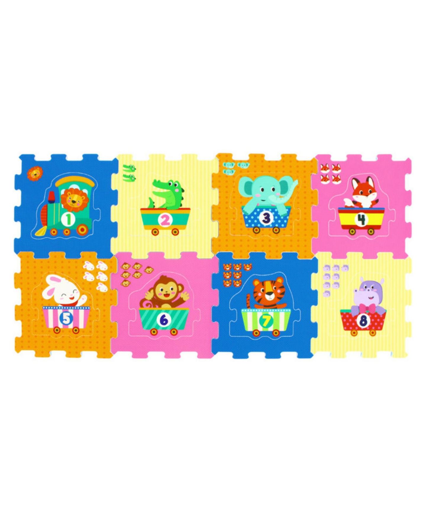 Детские игрушки HONGGE 8-Piece Interlocking Foam Puzzle Tiles with Animals, Ages 10 Months+, цвет: Оранжевый — фото 1