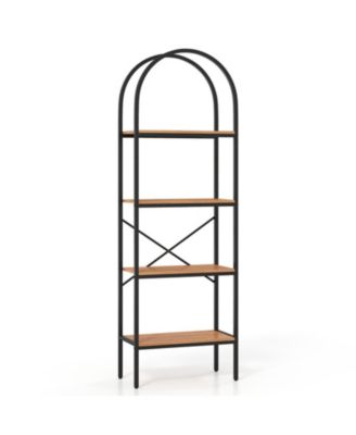 71 Inch Tall Arched Bookcase 4-Tier with Metal Frame for Home Office