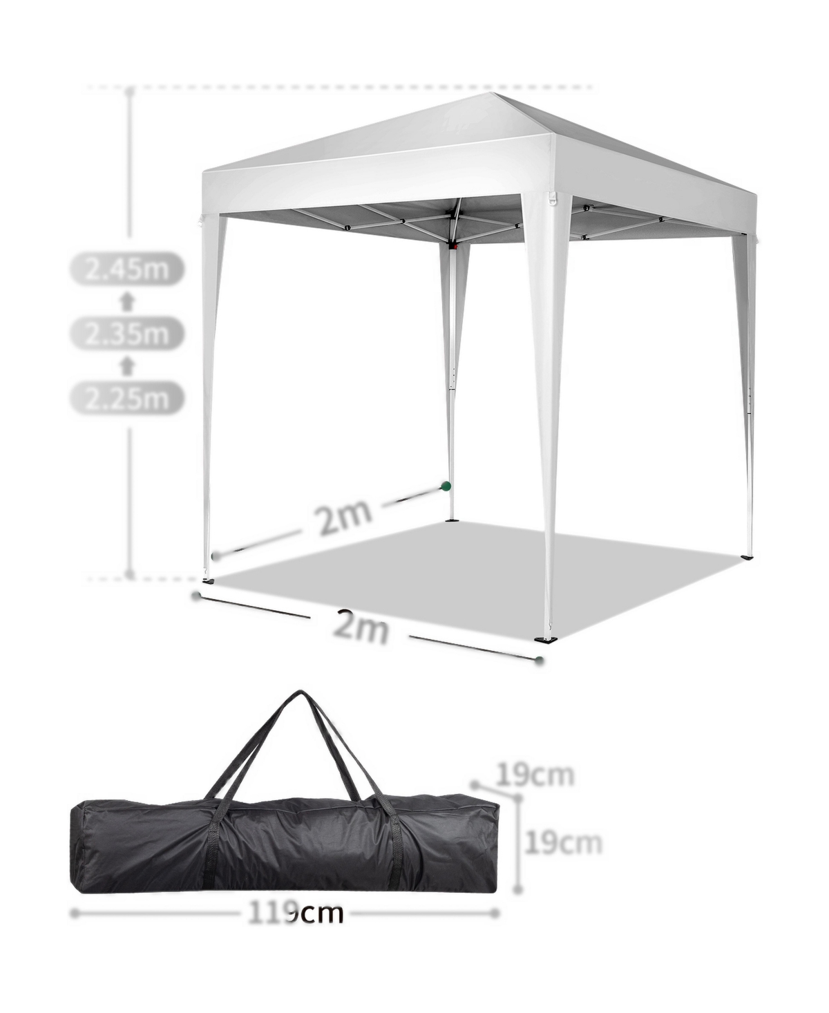 Sevorley 6.5x6.5ft Pop Up Canopy Tent, Outdoor Tent Canopy Foldable Portable Canopies for Camping, Patio, Easy Up Gazebo Canopy with Carry - White