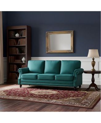 3-Seater Velvet Traditional Sofa with Nailhead Trim