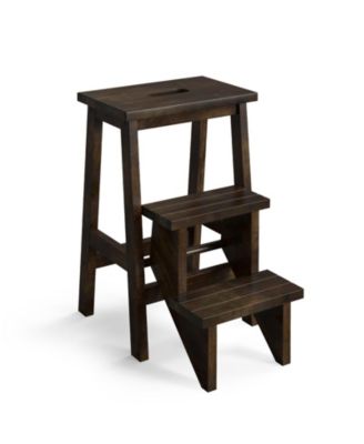 3-in-1 Convertible Wood Step Stool and Ladder with Carry Handle