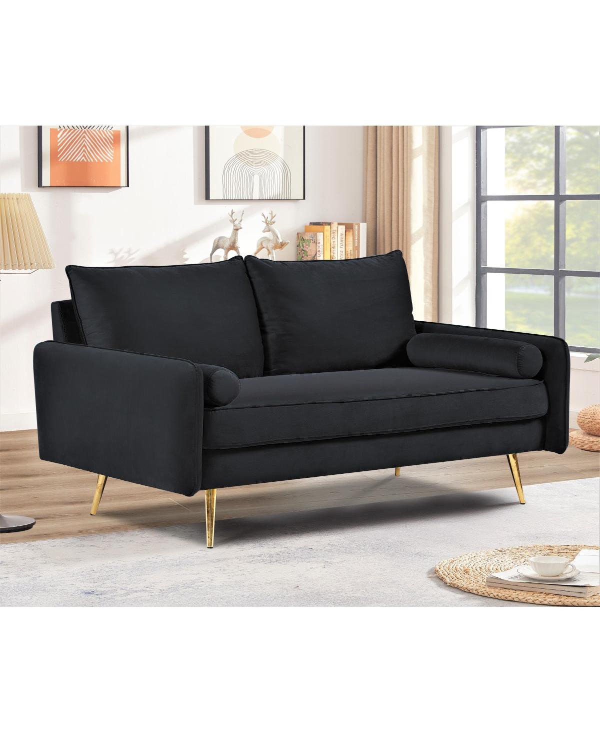 Streamdale Furniture Modern Velvet 2-Seater Loveseat with Gold Legs