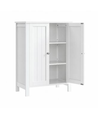 Bathroom Floor Cabinet with Double Doors and 2 Adjustable Shelves