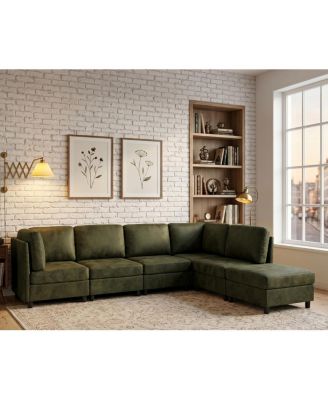 Faux Leather Fabric Upholstered Modular Sectional