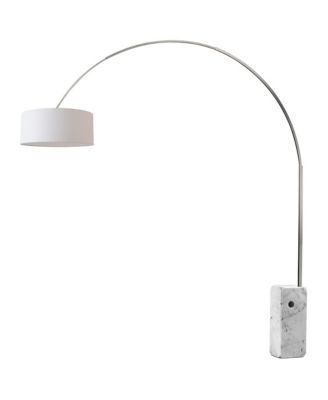 Iconic Arc Lamp - Satin Nickel,  Marble Base, Drum Linen Shade, Dimmable