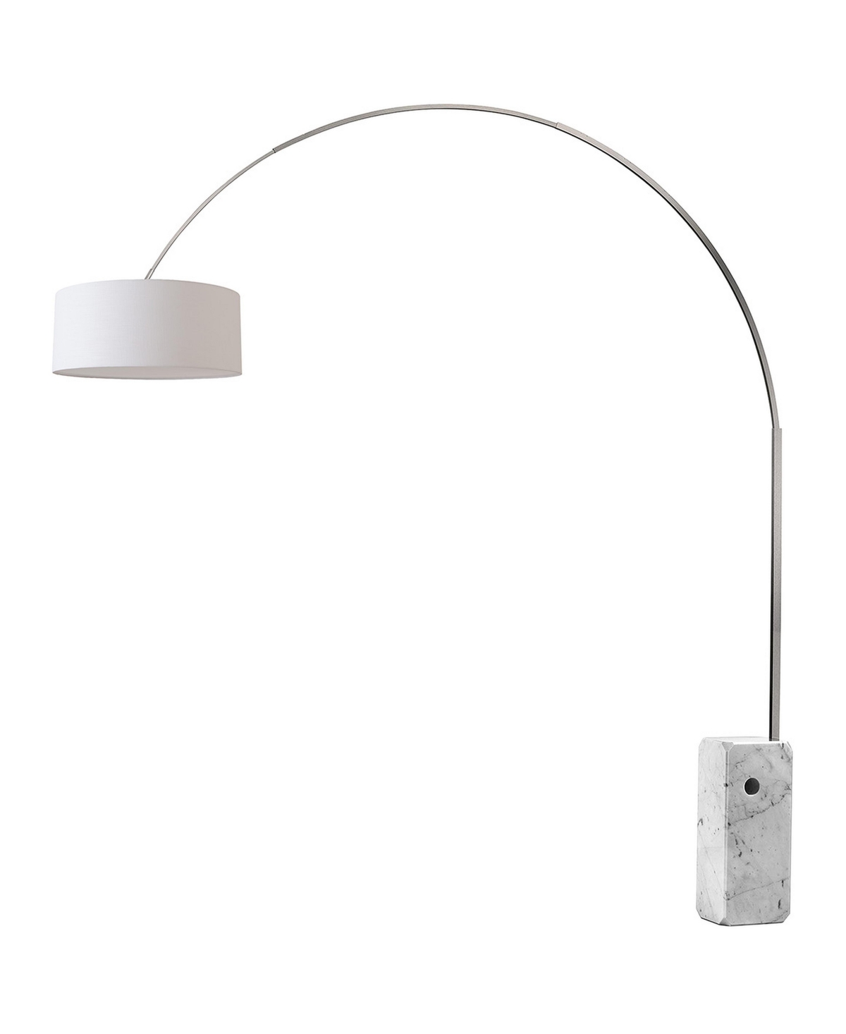 Nova of California 2110811WH Iconic 95 inch 14 watt Satin Nickel and White Arc Floor Lamp Portable Light in White Linen