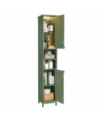 66.9 in Tall Bathroom Cabinet with Built-In Lights and Adjustable Shelves