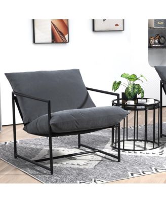 Sleek Modern Velvet Accent Chair with Metal Frame