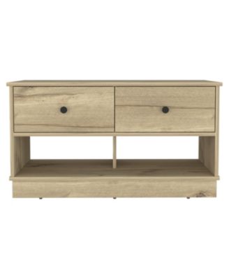 36"  Wood Storage Bench With Drawers Shoe Storage And Shelves