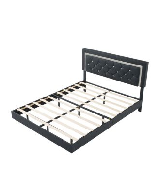 Platform Bed with Adjustable Headboard and RGB LED Lights