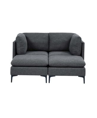 Linen Upholstered Modular Sectional with Metal Legs