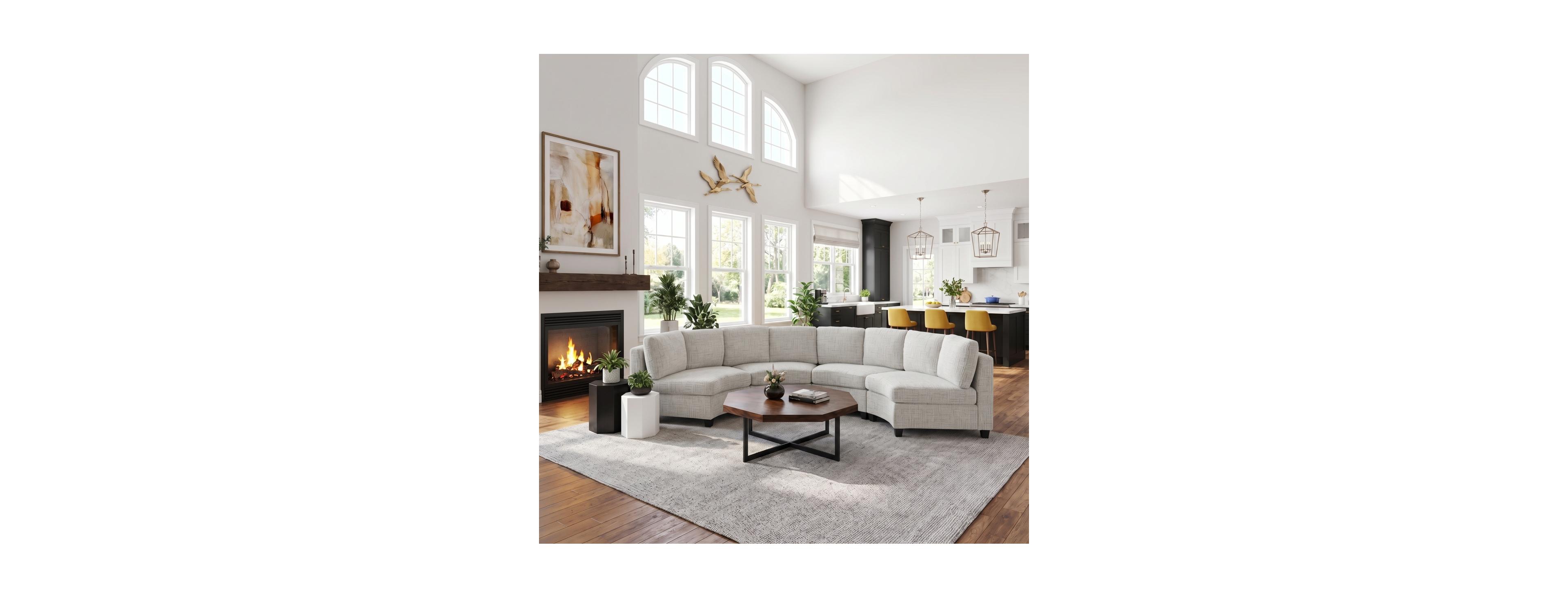 Streamdale Furniture 4-Seater Curved Modular Chenille Sectional Sofa