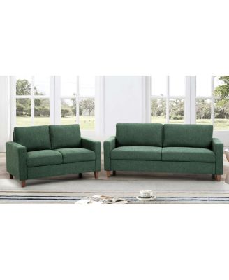 2-Piece Mid-Century Modern Fabric Sofa and Loveseat Set